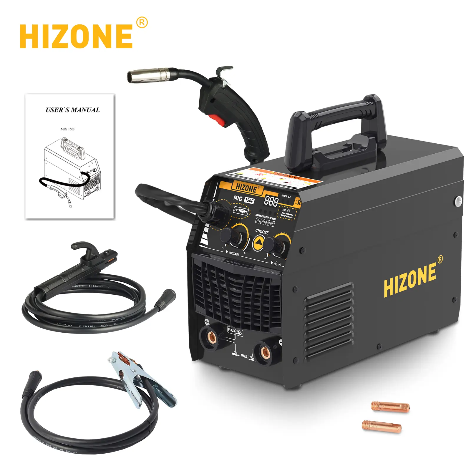 HIZONE MIG-150F 2-in-1 Portable Gas Mig Welder, Household Welding Machine for Home Use HIZONE MIG-150F 2-in-1 Portable Gas Mig Welder, Household Welding Machine for Home Use
