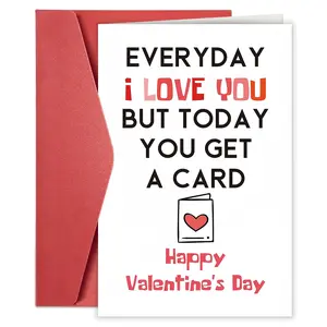 1PC Funny Playful Valentine's Day Card for Husband Wife Girlfriend Boyfriend, Prank Valentine's Card, Happy Valentine's Day Greeting Card with Envelope, Envelope Included