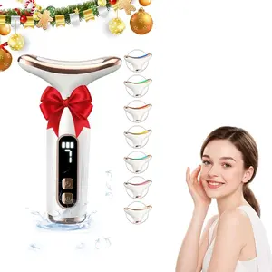 7 Color Facial Massager Tool, Facial and Neck Massager with 7 LED Light, Skin Care Device, Suitable for Neck Facial Leg, Gift for Women Mother