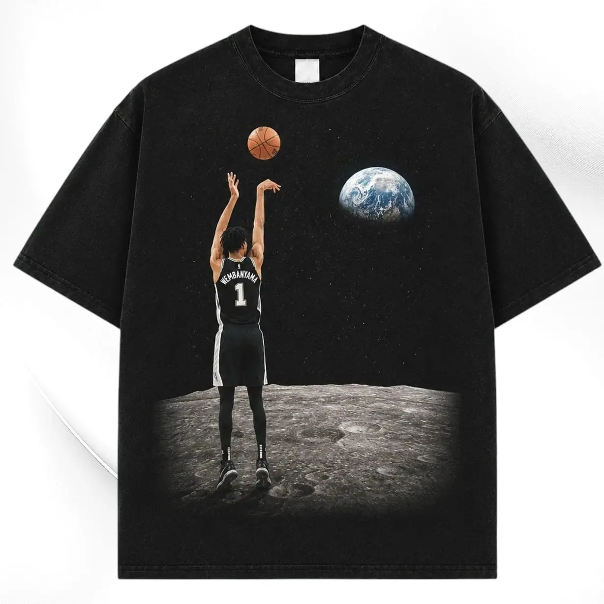 "His shot is out of this world" Wemby Graphic T-Shirt Sweatshirt Hoodie, Basketball Fans Apparel,  Graphic Basketball Tee, Gift For Basketball Fan Graphic Tee