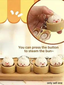 Adorable Mini Dumpling Sensory Fidget Keychain, Stress Relief Toy Xiao Long Bao Squeeze Pendant Simulated Food Decompression Keyring Gift Stress Relief Fidgets, Sensory Stress Reliever