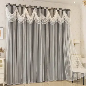 French Luxury Star Cutout Sheer Curtain, Backing Light Blocking Drapes for Bedroom & Living Room Decor, Elegant Home Window Treatment, Home Decoration Curtain