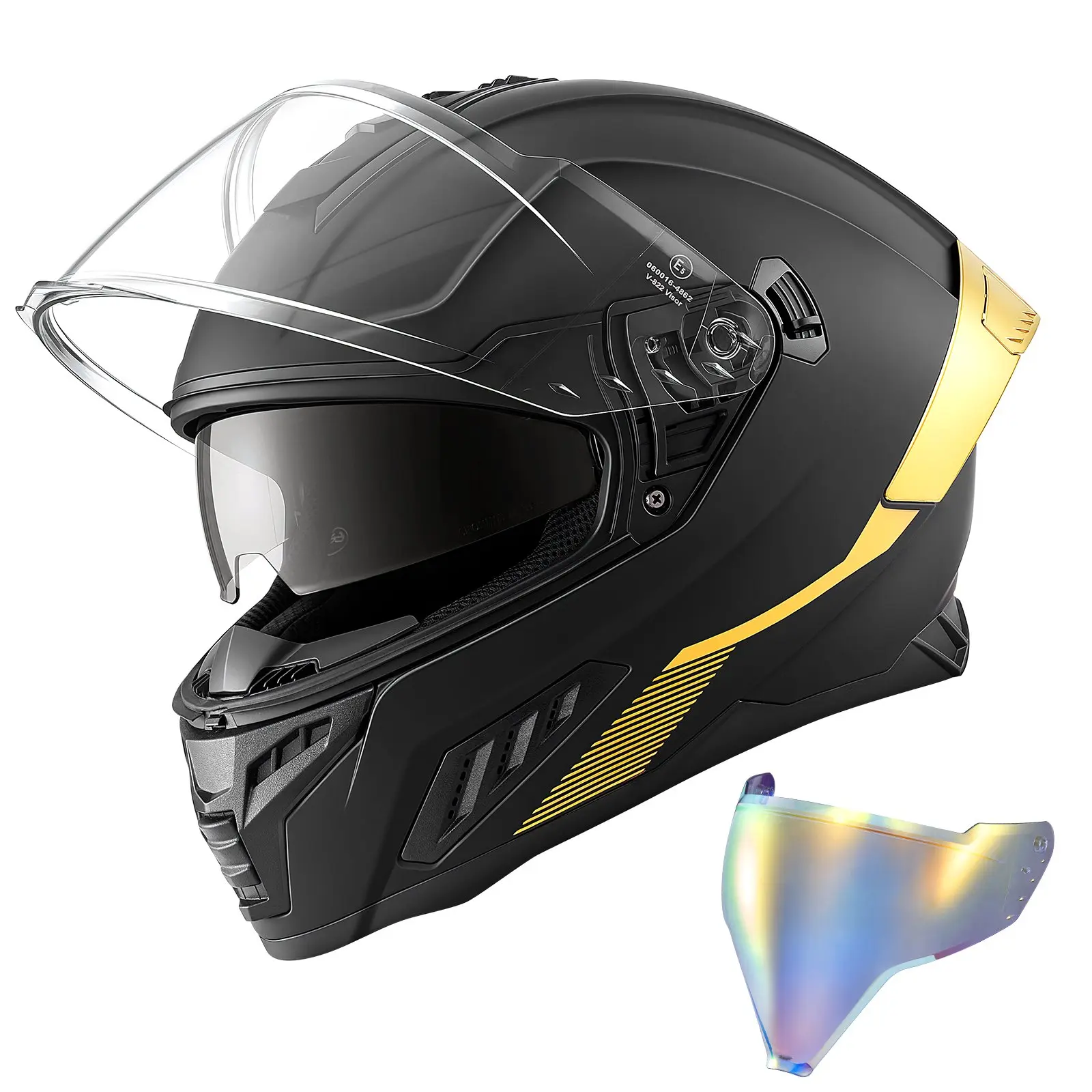 DOT & ECE Approved Full Face Motorcycle Helmet - Dual-Visor, Lightweight Comfortable, for Adult Men & Women (XL Size)