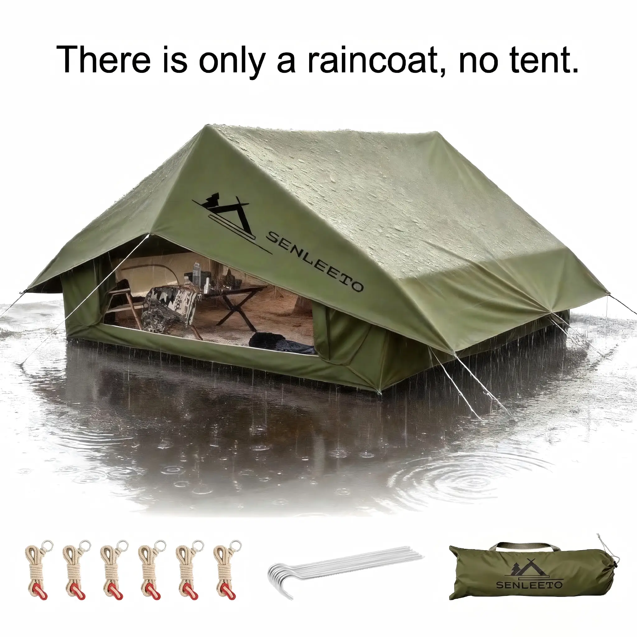 SENLEETO Tent Rainfly for 8+ People Inflatable Cabins, Heavy-Duty 420D Oxford Sunshade with Silver & Black Coating, PU2000 Waterproof, UPF50+ Sun Protection, Stove Jack Compatible, Multi-Size, Camping Accessories, Warm, Universal Fit, Inflatable Tents, Lo