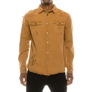 Men's Ripped Denim Overshirt