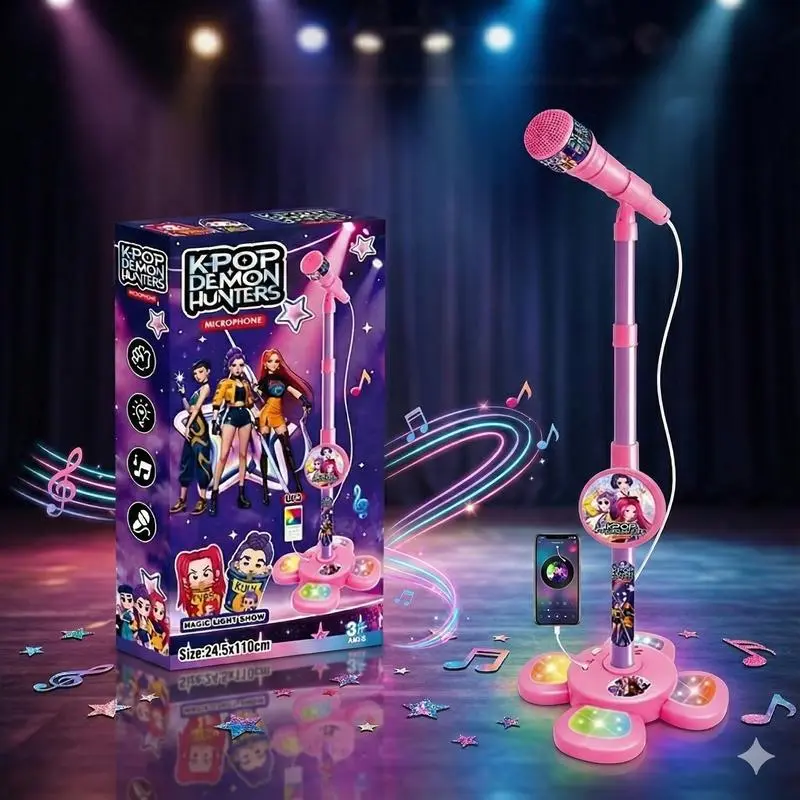 Unleash Your Child's Inner Pop Star! This Karaoke Microphone Toy with Colorful LED Lights & Built-in Music Encourages Singing, Boosts Confidence, and Makes a Perfect Birthday Gift for children Aged 3-8. Fun, Educational, and Hours of Entertainment!