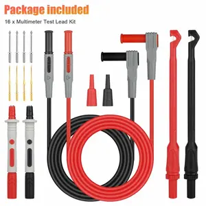 Hot 16Pcs Automotive Multimeter Test Lead Kit Wire Piercing Clip Puncture Probe Set-2024