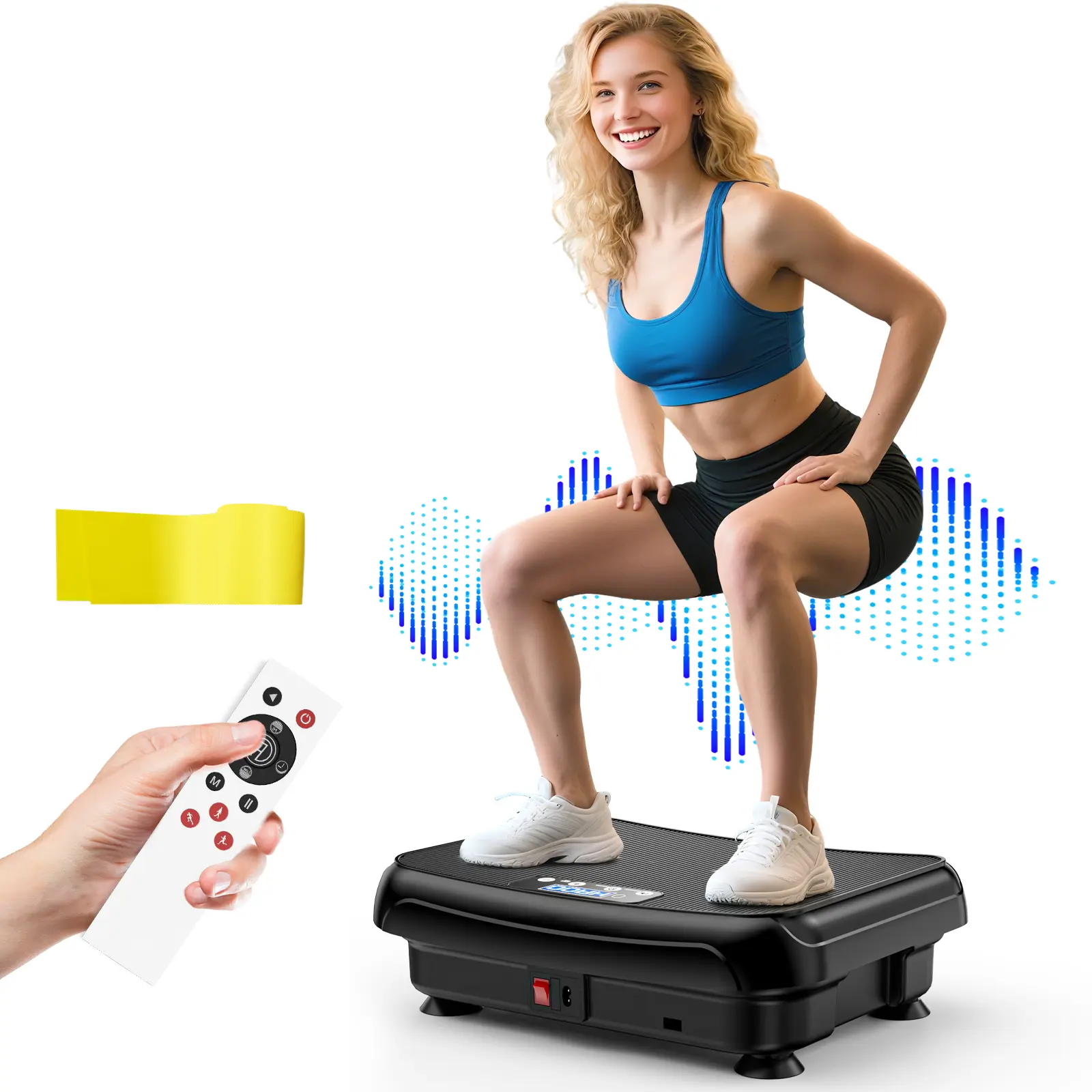 Tisscare Mini Vibration Plate Exercise Machine - Lymphatic Drainage Device, 300 lbs Capacity, 4 Automatic Modes, 99 Adjustable Speed Levels, Remote Control, Whole Body Home Fitness Platform, Easy-Clean Pure Black, Ideal Gift for Women, Efficient Workout,,