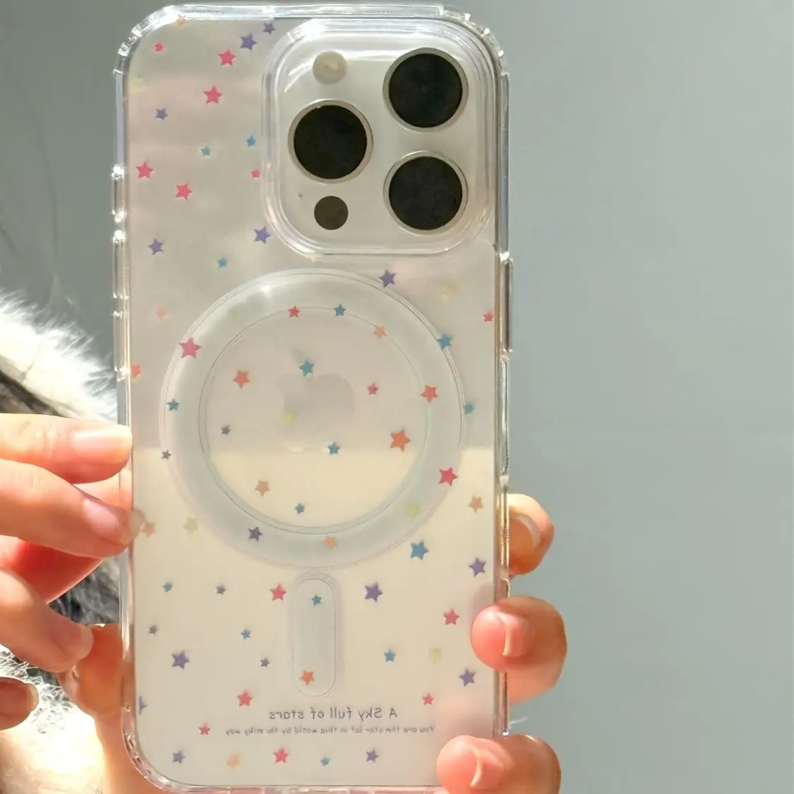 Colorful Star Acrylic Magnetic Phone Case for iPhone 11/17 Pro Max, Compatible with Galaxy S25 S24 S23 Ultra. Drop-proof phone case. Perfect gift for holidays, birthdays, Valentine's Day, or couples.