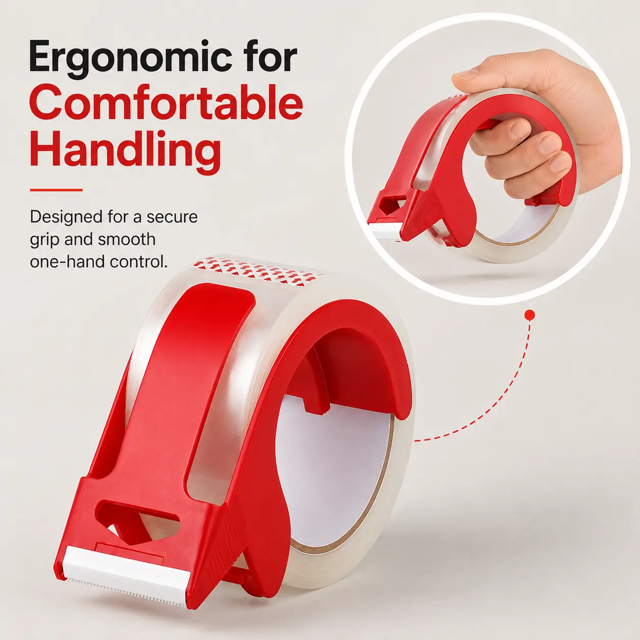 Refillable Dispenser Included Clear Shipping Tape, Heavy Duty Box Sealing Packing Tape for Moving, Mailing and Storage Use