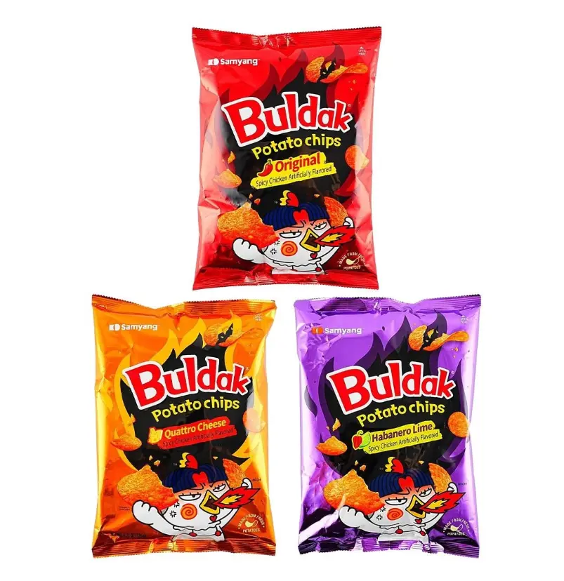 SAMYANG Buldak Spicy Chicken Chips - Korean Hot Chicken Flavor with 4 Cheese, 120g