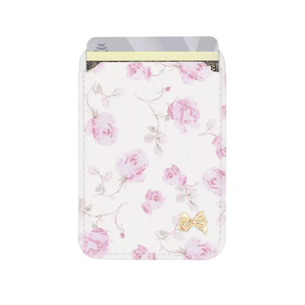 LoveShackFancy – Case-Mate Ribbon Rosa Flora Magnetic Cardholder Sterling Dusk