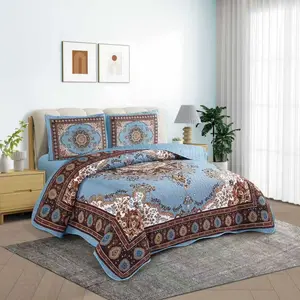 Double-Sided Quilt Cover Set, Summer Reversible Luxury Quilted Bedspread, Floral Pattern, Twin & Queen Size, Lightweight & Comfortable, Decorative Bedding Set, Floral Bedding Sets