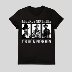 Retro Legendsneverdie #Chucknorriss Graphic T-Shirt, Retro Rest In Power Inspired Sweatshirt, Vintage Action Hero Style Top, Unisex Fan Gift