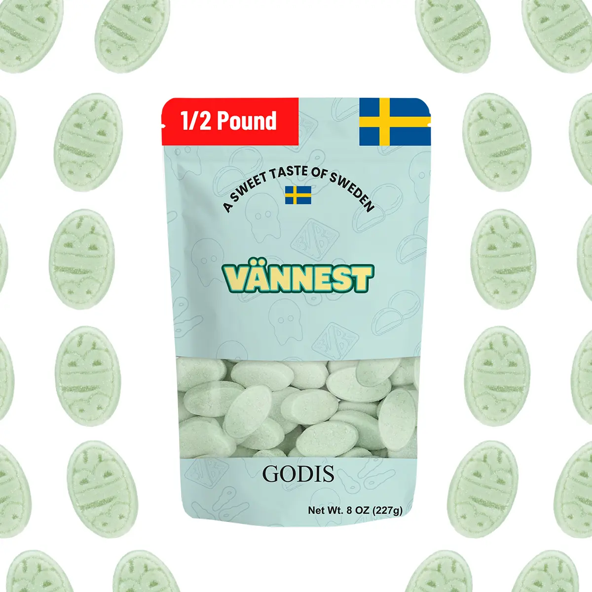 Bubs Sour Pear - 1/2 Pound Bag - Soft Sour Candy - Swedish Candy