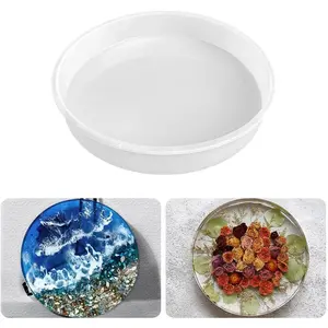12" Round x 2" Deep Large Tray Mold, Shiny Silicone Tray Board Table Clock Mold for Epoxy Resin Casting, Floral Preservation Bouquet Resin Mold