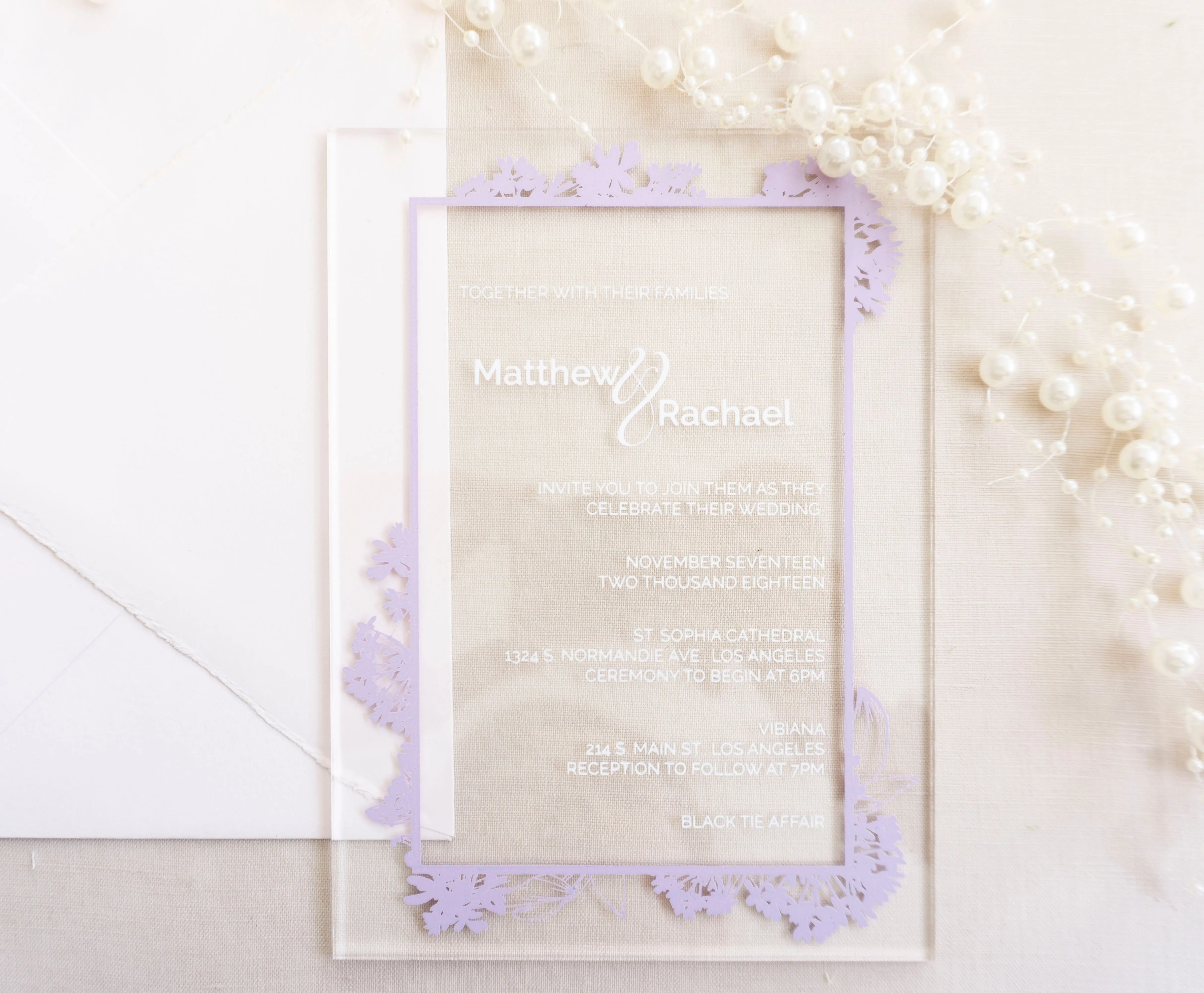 Floral Frame | Semi-Custom Clear Acrylic Invitations