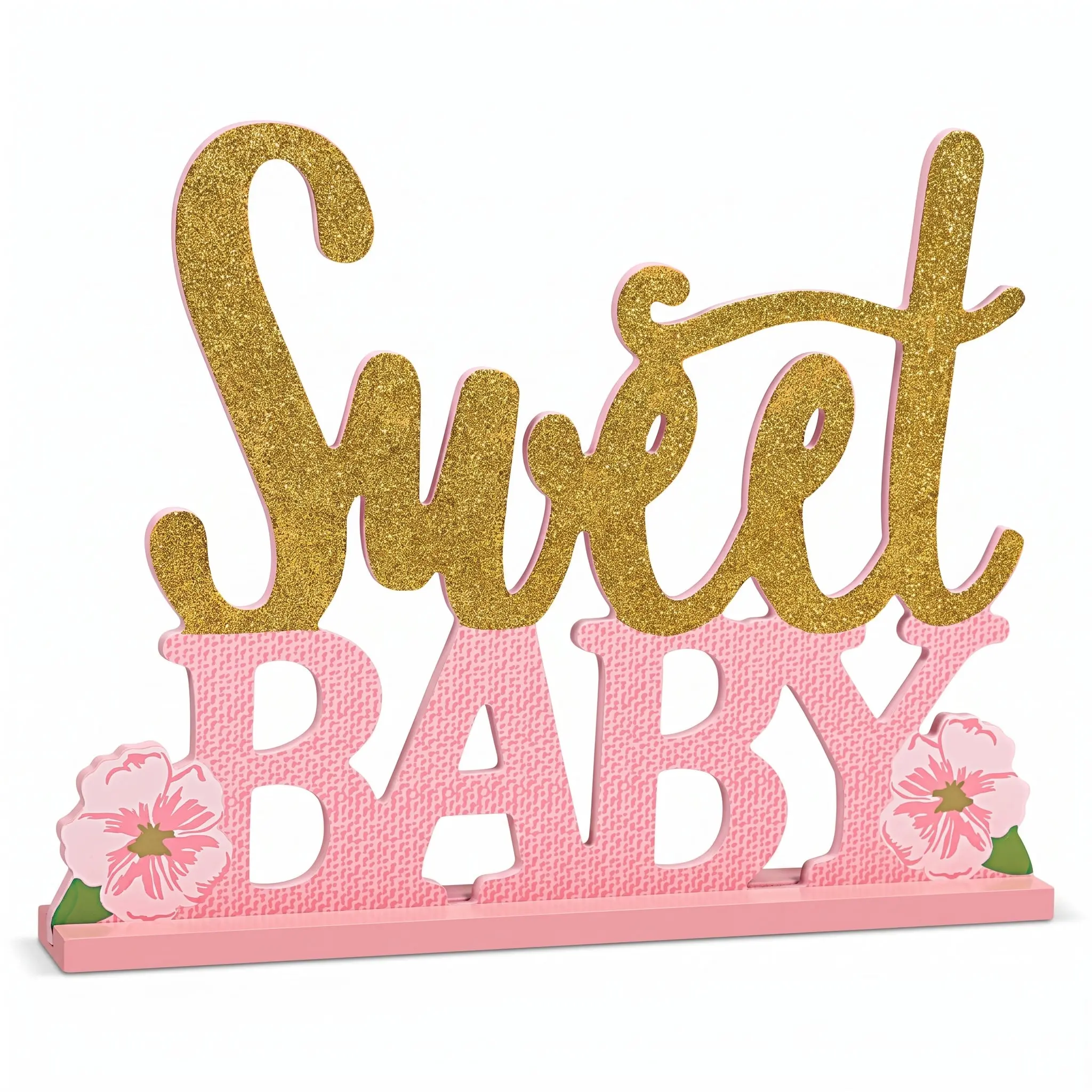 "Sweet Baby" Glitter Table Sign Centerpiece for Baby Showers