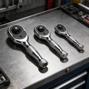 3pcs/set Compact 72-Tooth Adjustable Ratchet Wrench Short Handle Auto Repair Tools 1/4 3/8 1/2 For Household Repairs