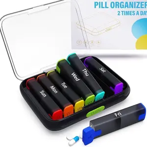 7-Day Weekly Lightweight Portable Pill Organizer, Multi-Compartment Sealed Vitamin & Supplement Case for Travel, Daily Outdoor Use, Vitamin Organizer