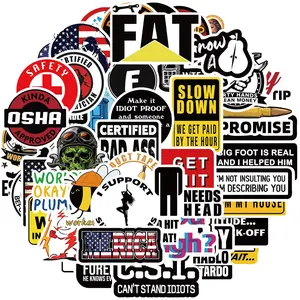 Funny Hard Hat Sticker Pack, 50pcs/set Waterproof Vinyl Sticker, Decorative Sticker for Welding Helmet, Tool Box, Construction, Electrician, Mechanic Tools, Ornaments