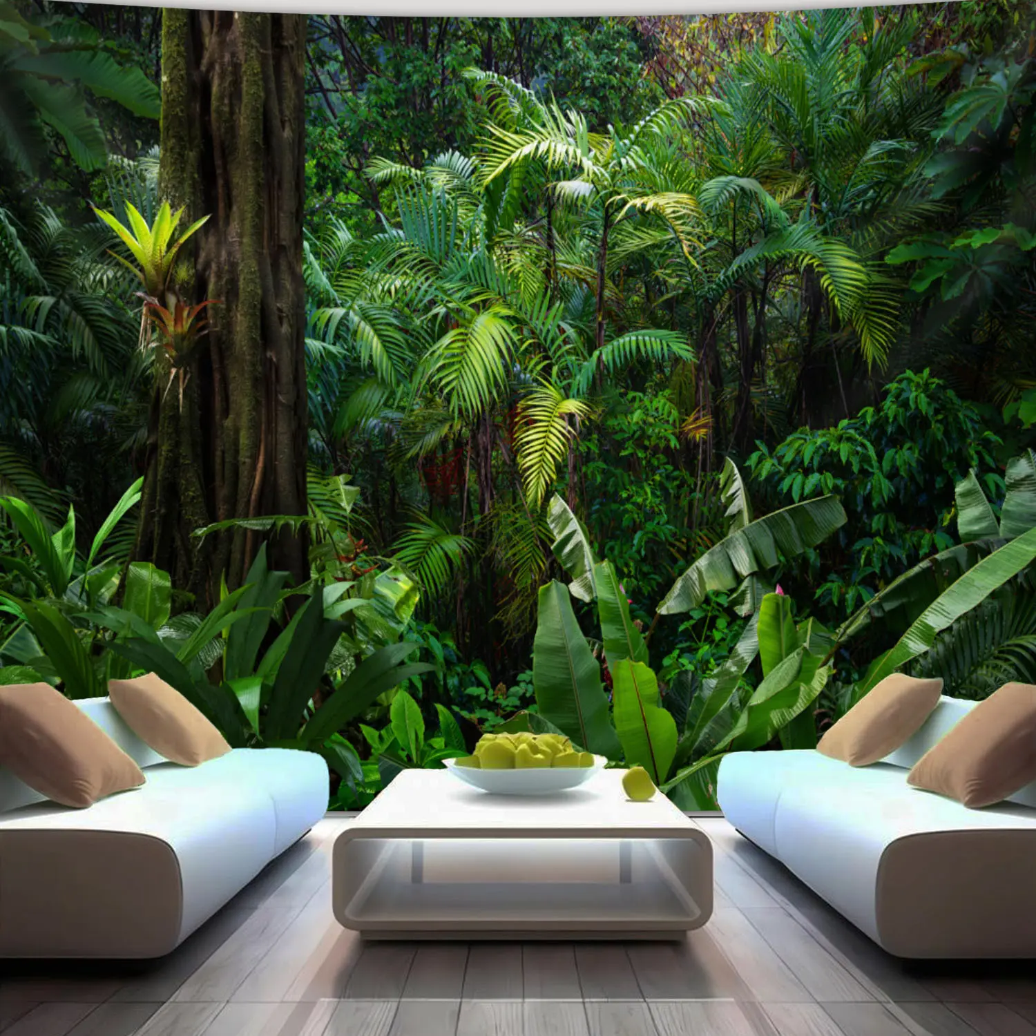Tropical Rainforest Plant Backdrop Jungle Forest Backdrop Botanical Aesthetic Background Cloth Nature Tapestry Wall Hanging Photography Background Polyester Fiber Living Room Bedroom Office Hostel Party Decor Studio Prop