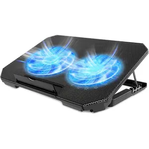 Laptop Cooling Pad with Adjustable Height Two 5.1 Inches Fan 2 USB Ports Suitable for 12"-15.6" Laptops（Black）