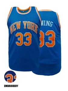 Men's New York #33 Embroidered Detail Basketball Jersey, Stitched Name & Number Retro Throwback Sleeveless Basketball Shirt, Breathable Sportswear for Men Women Youth, S-3XL
