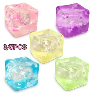 1/3/5 Counts Colorful Snowflake Ice Cubes, Slow Bounce Malt Candy Stress Balls, Portable Office Stress Relief Toy, Unisex Decompression Ball Set, Kawaii Squishies, Stress Relief Squishy