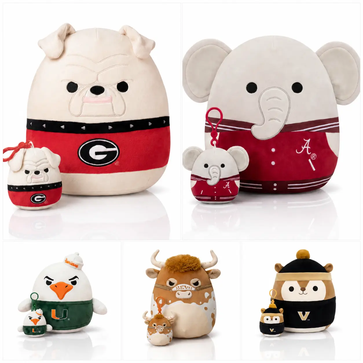 Squish My School Squishmallows College Mascot Plush Bundle - 12-Inch Plush & 3.5-Inch Clip