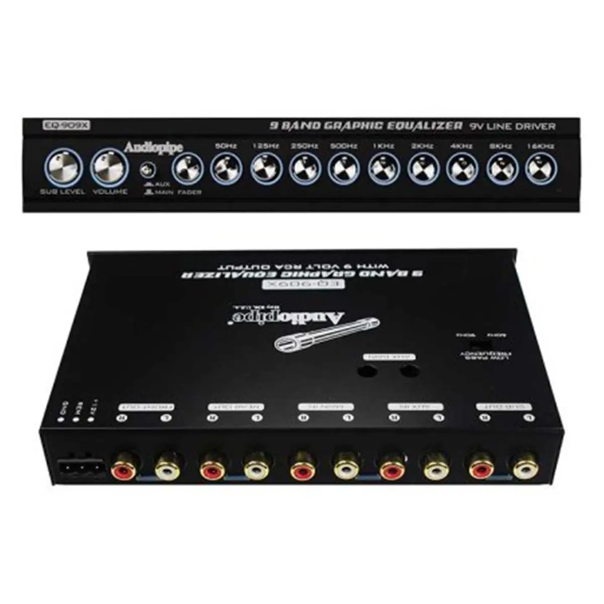 Audiopipe EQ909X 9-Band Equalizer with Voltage Display - Audio Amplifier Accessory for Music Lovers