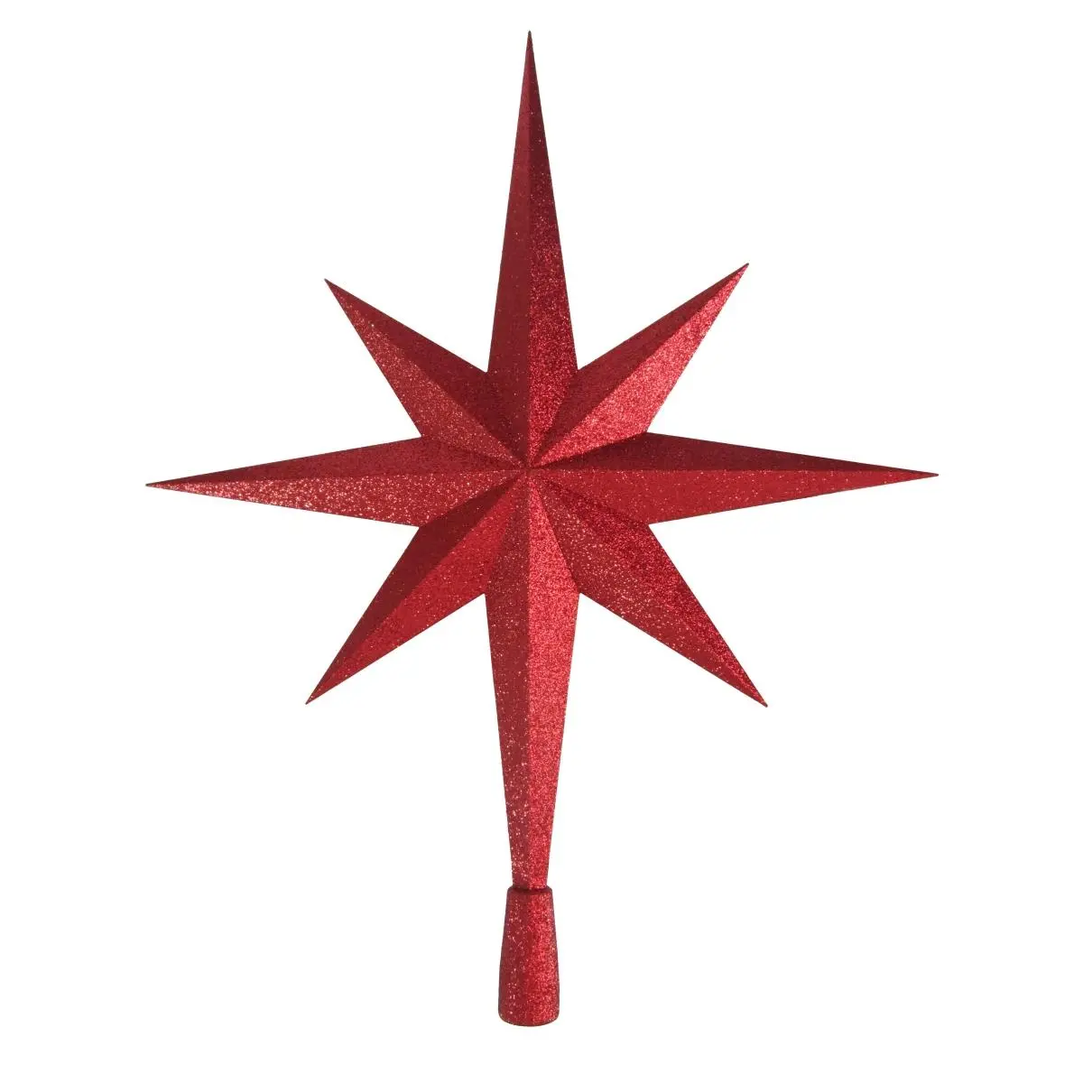 212 MAIN 8-Point Star Christmas Tree Topper - 16 in, 9.3 lbs, Glittered Magnificent Red Ornament, Shine Enhancing Colorful Festive Specialty Tree Decor for Home & Party