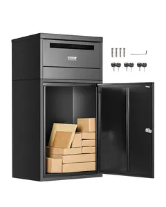 VEVOR Package Delivery Boxes for Outside, Summervibes,Summervibes, 35.8 in Mailbox for Parcel with Lock, Galvanized Steel Package Drop Box with Anti-Theft Design, Weather-Resistant Package Mailbox for Home and Office, Black