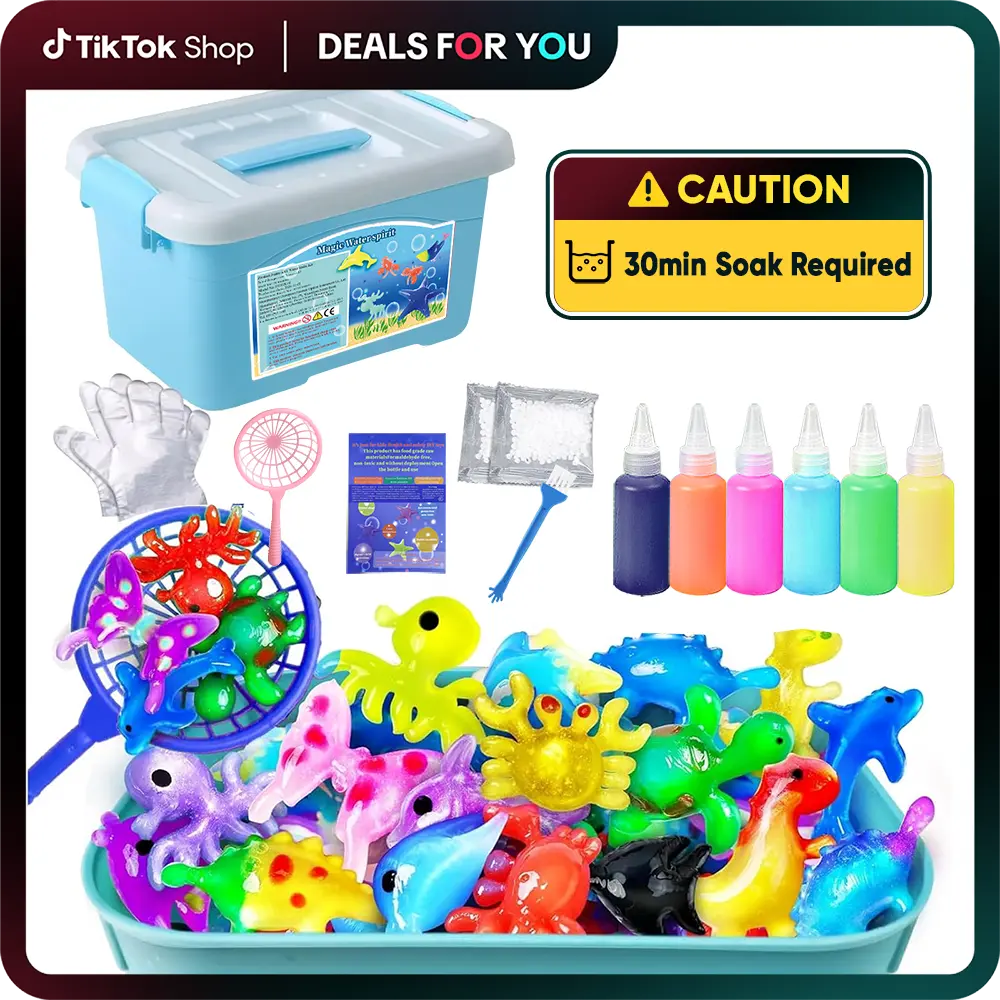 Nfutreon Magic Water Elf DIY Kit Grow Gel Fairy Animals STEM Educational Toys for Kids, BlackFriday, Creative Birthday Gifts Party Favors Family Friendly Science Project