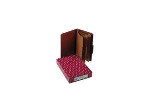 Smead 19092 Pressboard Classification Folders, Self Tab, Legal, Eight-Section, Red, 10/Box
