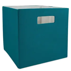 Design Imports  11 x 11 x 11 in. Solid Square Polyester Storage Cube, Teal