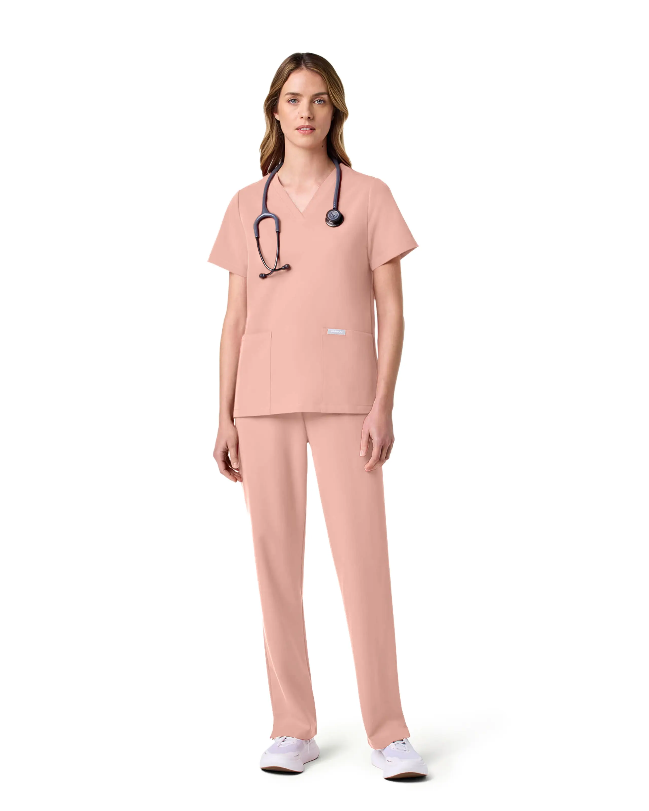 JAANUU Women's Casual Scrubs Set, 6-Pocket Clothes in UltraLAST Brushed Fabric with 4-Way Stretch, Ergonomic Fit & Adjustable Waist, Workwear, 6 Functional Pockets, Uniforms, Scrub Set, Brushed Fabr., Modern