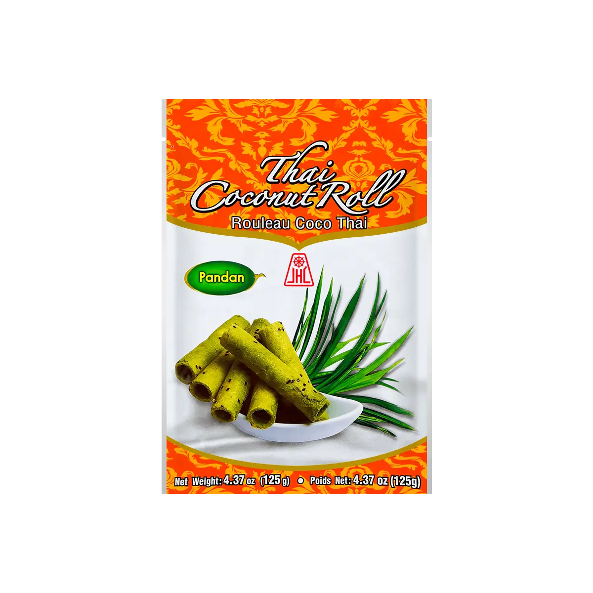 JHC Thai Coconut Pandan Flavor Egg Rolls 125g - Crispy Snack Rolls
