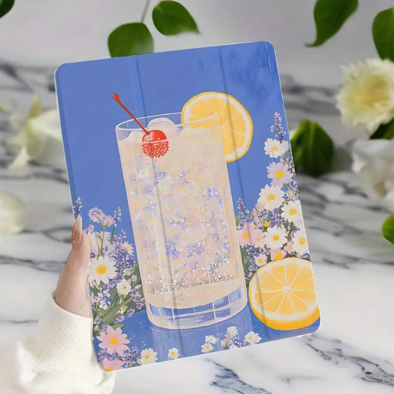 Acrylic Flip Kickstand Fold Tablet Accessory with Pen Slot - Soft TPU, Non-slip, Adjustable, Multi-angle View, Scratch-resistant - Fits Most iPads (Air 1/2/3/4/5, 5/6/7/8/9 Gen, Pro 10th Gen)