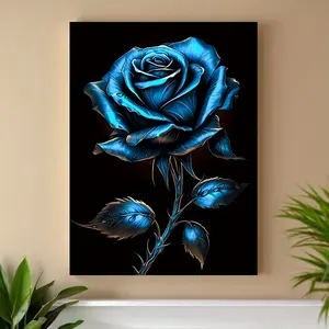 1pc of Canvas Art Featuring a Blue Rose, an Interesting And Inspirational Creative Wall Decoration for Home, Bedroom, Living Room, Room, Farm, Hotel, And Café Room Art. Canvas Wall Art Poster