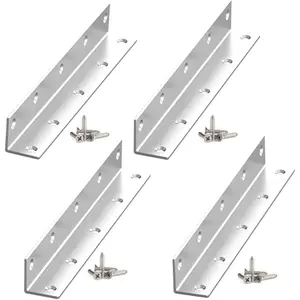 4PCS L Corner Brace Angle Bracket, 2mm Thick Superior Stainless Steel Brackets with Screws, Silver Hardware for Wood Shelf Furniture Cabinet