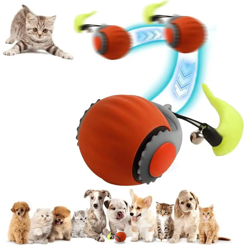 Interactive Cat Ball Speedy Tail 3.0 Pet Toy Rolling Ball, Interactive Toys for Indoor Cats, 360° Smart Automatic Dog Kitten Toy Turbo Tail Electronic