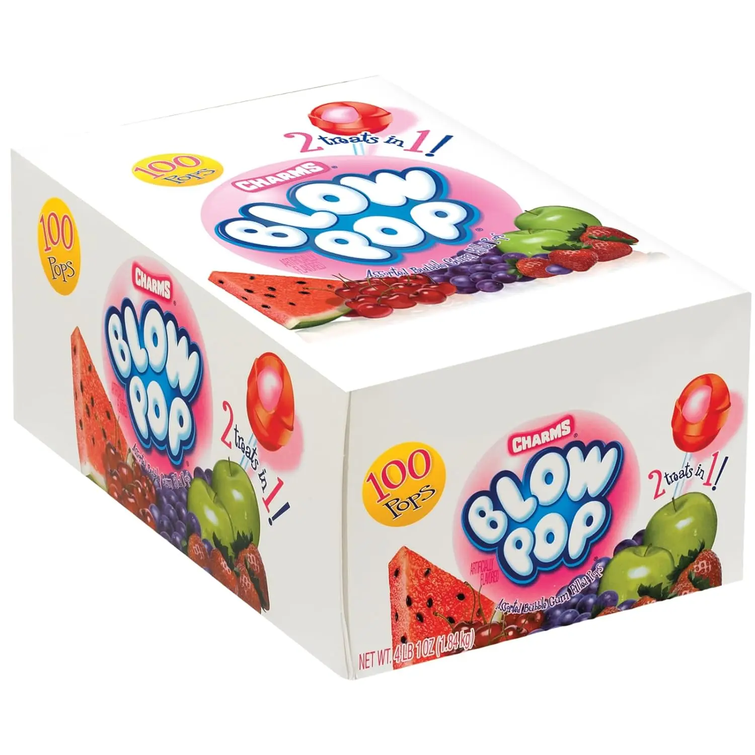 Blow Pop Lollipops - Individually Wrapped Dual Candy and Gum Suckers - Peanut Free, Gluten Free - Bulk Treat for Kids and Adults - Assorted Flavors, 100 Count (4 lb 1 oz.)