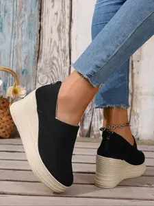 Women's Fashionable Solid Color Wedge Shoes, Casual Comfortable Shoes for Daily Wear, Female All-match Trend Shoes for Daily Wear, Girl, Espadrille Platform Wedges