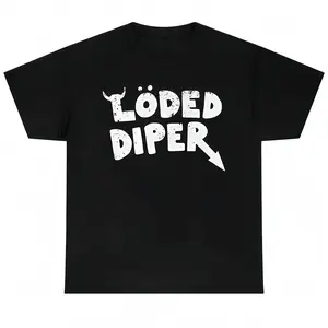 Loded Diaper Unisex Heavy Cotton T-shirt Menswear Top Vintage Distressed Humor Joke Gift Graphic Tees Summer Casual Wear
