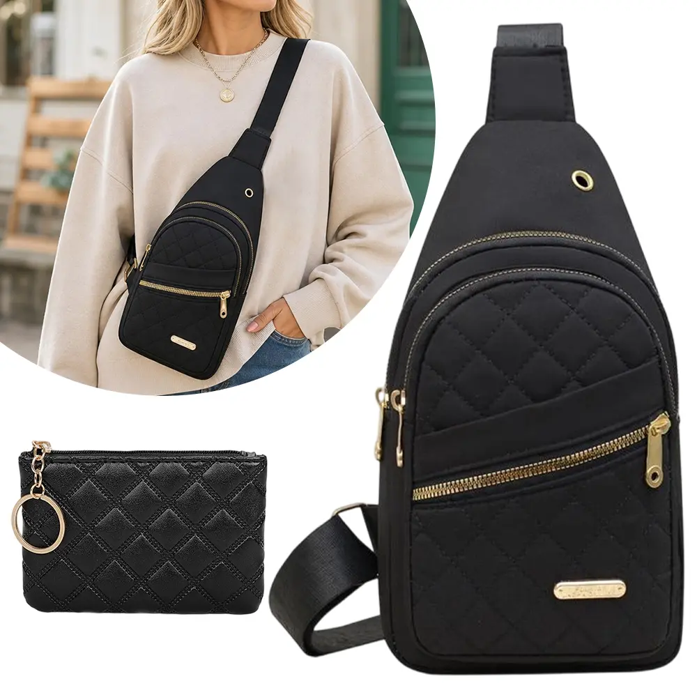 Small Sling Backpack for Women, Chest Bag Daypack Crossbody for Travel Sport Running Hiking Black White