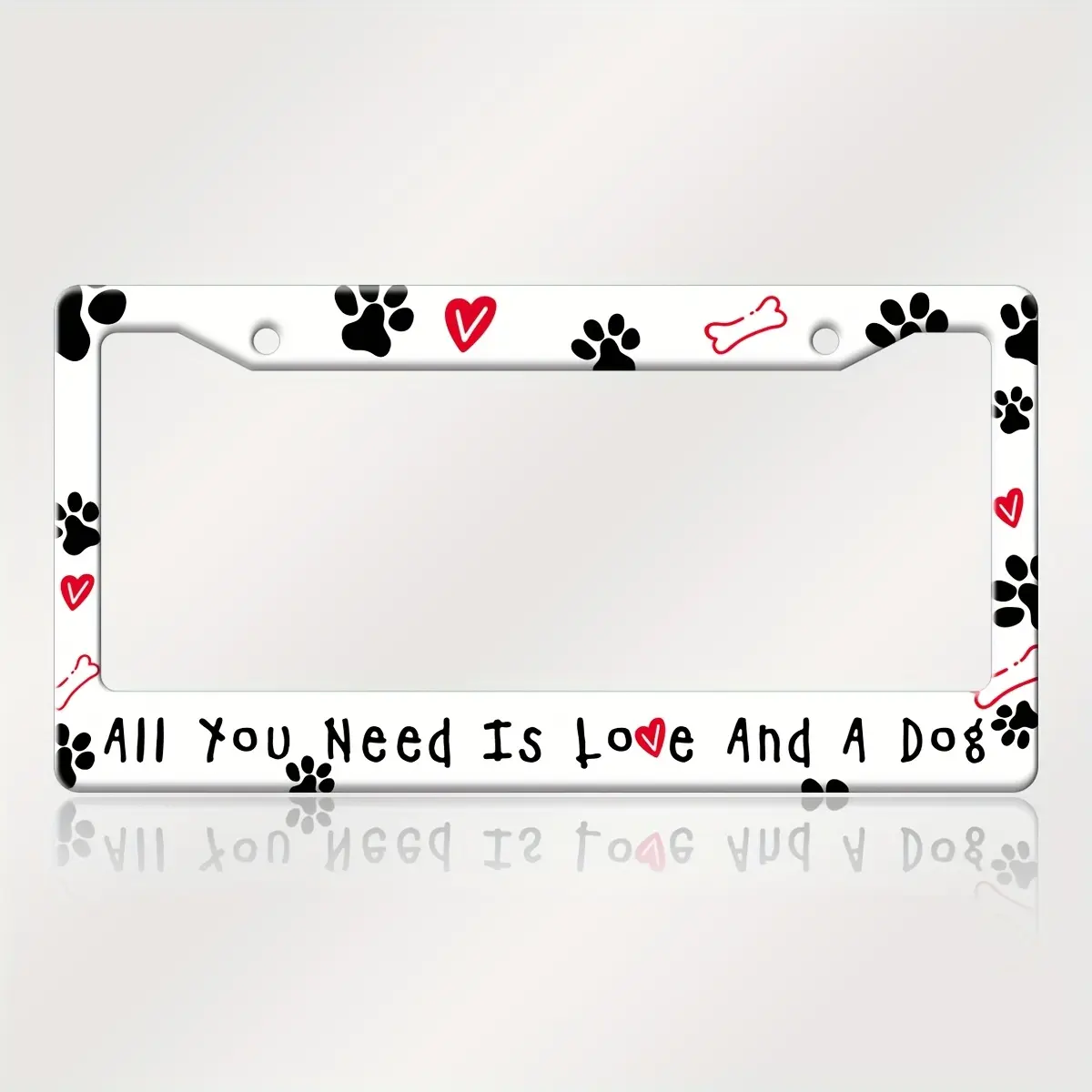 2pc Universal Metal License Plate Frame, Dog Lover License Plate Frame, Front License Plate Bracket, Automotive Accessory with 2 Screw Holes, Suitable for Standard US Vehicle Size 12 X 6 Inches