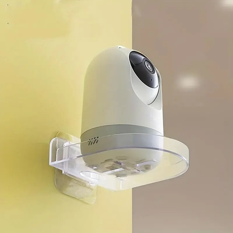 1pc Adhesive Transparent Monitor Floating Shelf for Security Cameras and Baby Monitors - Non-Drilling Wall Mounted Shelf for Office/Home Decor/Bathroom Storage Utility Racks