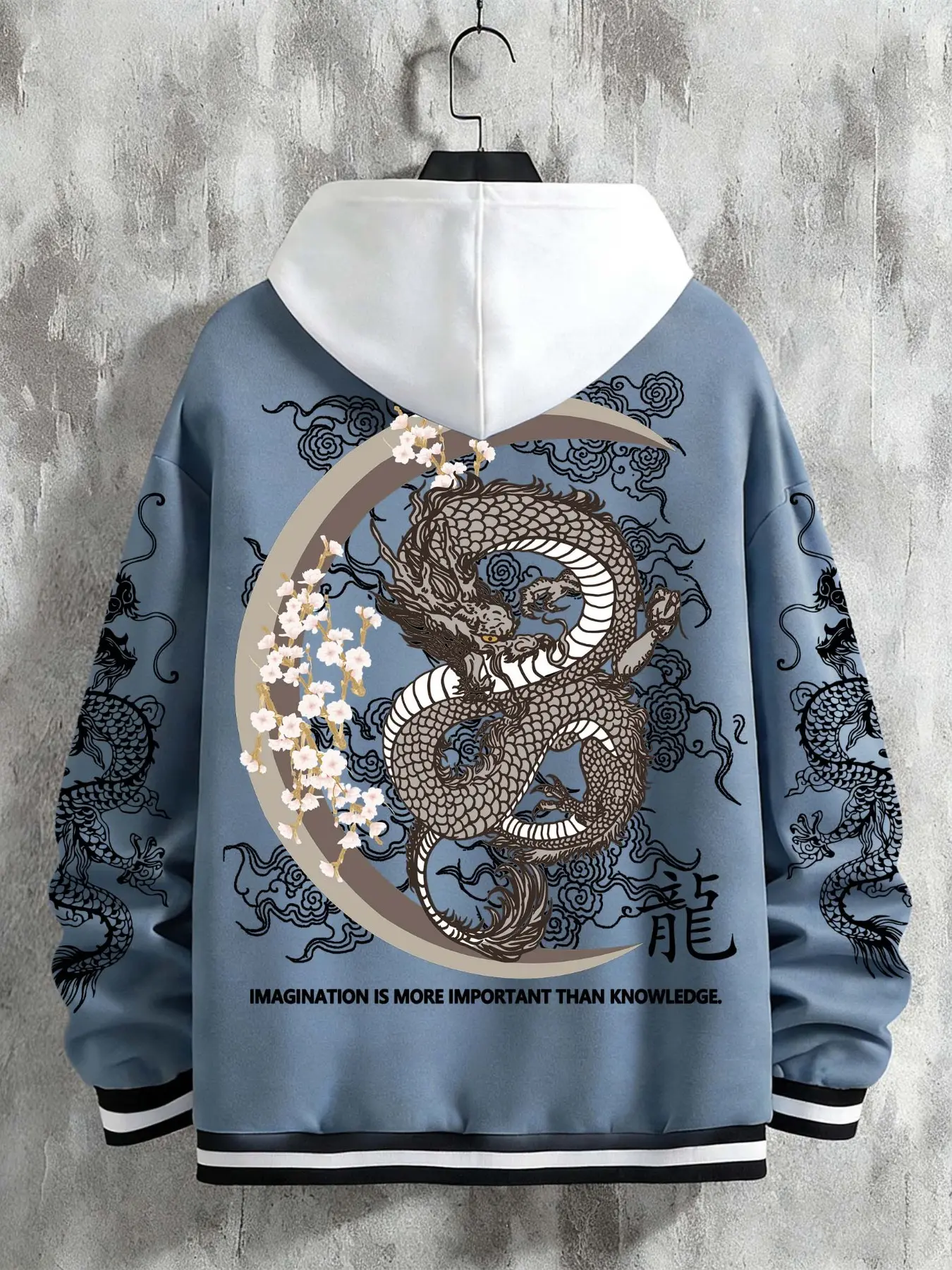 Men's Classic Letter Print Button-Down Baseball Jacket, Dragon Graphic Stylish Street Fashion Casual Style, Long Sleeve Fall & Winter Outerwear Coats, Perfect Gift for Boyfriend, Menswear