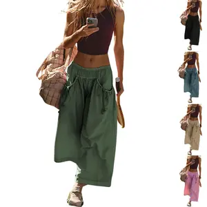 Tanming Women's Wide Leg Track Pants Spring Drawstring Pockets Loose Fit Elastic Waist Capri Hiking Parachute Pants Casual for Hyrox #SpringStatements